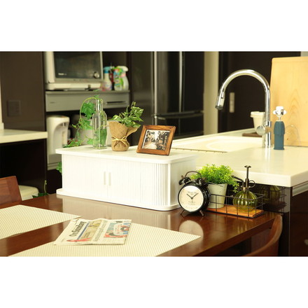 オスマック カウンター上収納 ジャバラ扉 幅60cm ホワイト 収納庫 キッチン ダイニング カウンター テーブル