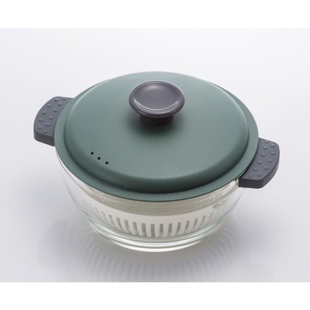 耐熱ガラス 調理鍋 1.0L 電子レンジ&オーブンにも使える 耐熱ガラス鍋 かわいい カーキ LLG484 ロック&ロック レンチン 調理用品