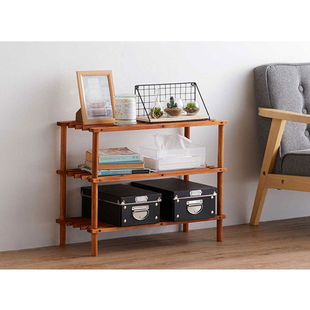 天然木 シューズラック 3段 オープンラック ガーデンラック 棚 シェルフ フラワースタンド 花台 ウッドラック ガーデニング 木製 玄関収納 スリッパラック おしゃれ