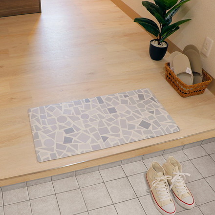 ベストコ 玄関マット 室内 40×80cm お手入れ簡単 防炎 防カビ 抗菌 防臭 ホワイト ストーン 石 タイル調