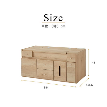 ドレッサー テーブル ミラー付き 鏡台 国産 完成品 大容量 伸縮 幅86～137×奥行43.5×高さ41cm 完成品