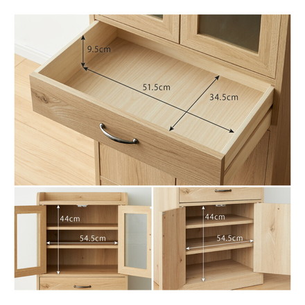 日本製 食器棚 完成品 食器棚 ロータイプ 幅60cm 高さ120 稼働棚 ミスト扉 スリム キャビネット 国産