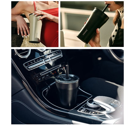 STTOKE ストーク ストロー付き セラミック タンブラー 590ml Vサイズ 2WAY サンドベージュ