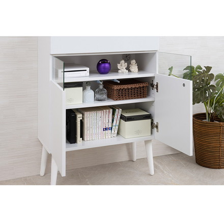 WHITE LIV 幅60 奥行30 高さ80.5 キャビネット ホワイト フレンチシャビー ルーター収納 電話台