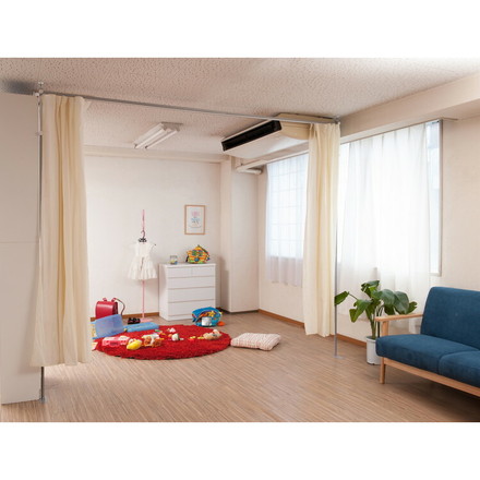 つっぱりカーテンポール ホワイト 高さ調整型 オフィス 目隠しカーテン つっぱりパーテーション 調整 調節