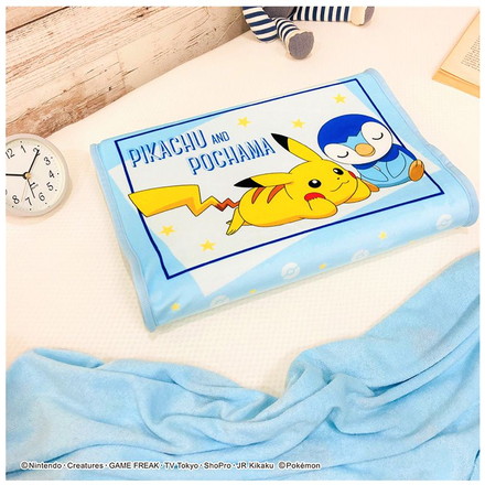 ジュニアソフト低反発まくら ピカチュウ&ポッチャマ 35×25cm 低めの枕 高さ5cm 洗える枕カバー まくらカバー