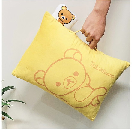 リラックマ マスコット付きまくら 枕 取っ手付き 持ち手付き キャラクター 可愛い 男の子 女の子 子供