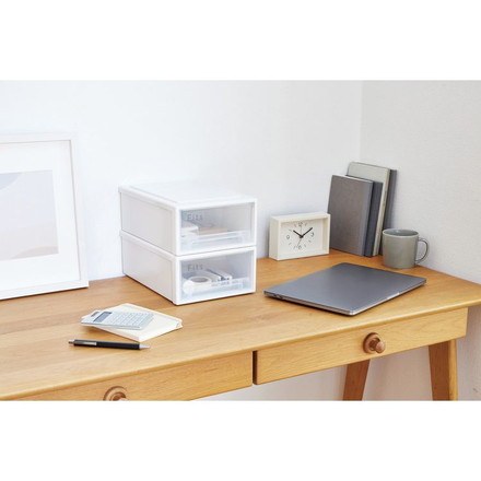 【2025年新作】天馬 収納ケース Fits フィッツケース 幅18.4×奥行27.2×高さ10.2cm ホワイトクリア フィッツケース