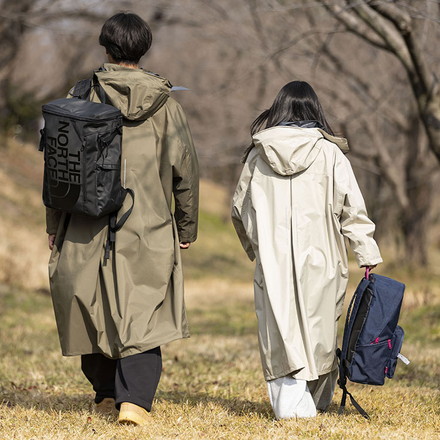 THE ROOTS レインポンチョ リュック対応 回転フード ヘルメット対応 男女兼用 収納袋付き レインコート オリーブグリーン L
