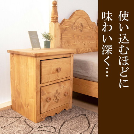ナイトテーブル 幅45 奥行36 高さ48 カントリー ナチュラル 完成品 パイン無垢