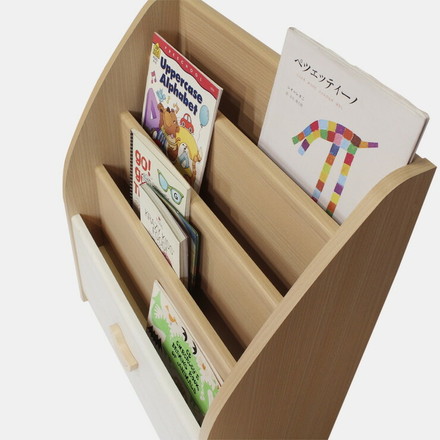 白井産業 ランドキッズ 収納箱付き 絵本ラック キャスター付き 収納 えほん 絵本置き かわいい ナチュラル シンプル