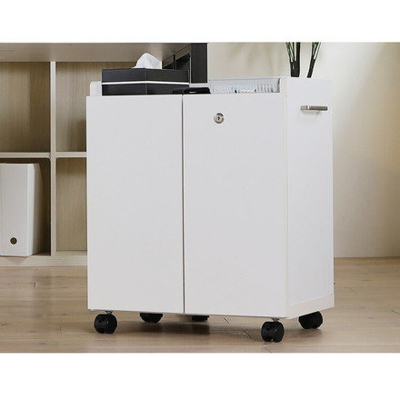 白井産業 オフィスコ 扉付き 収納ワゴン 木製 キャスター付き ホワイト 白 収納 取っ手付き 幅50 奥行き31