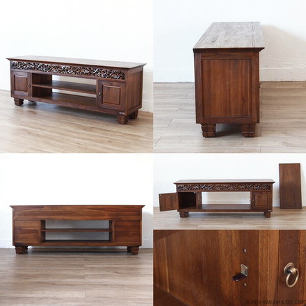 アジアン家具 ローボード チーク無垢材 テレビボード 幅150cm @CBi(アクビィ) ACW850KA 家具