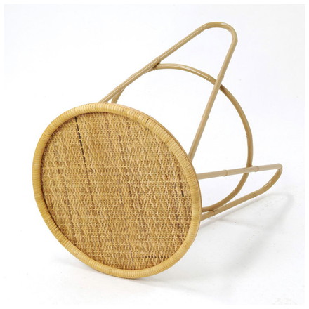 ラタン ラウンドテーブル Lサイズ 天板40cm 高さ54cm サイドテーブル プランター台 ディスプレイテーブル ラック 棚 籐 アジアン家具