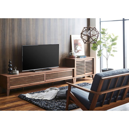 チェスト 国産 幅80cm 格子 ウォールナット 引き出し 可動棚 収納 高脚15cm サイドボード 日本 和風