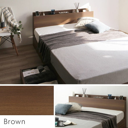 ベッド 収納付き 引き出し付き 木製 棚付き 宮付き コンセント付き シンプル モダン ブラック