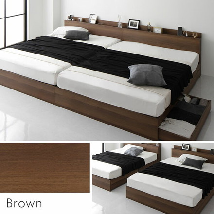 ベッド 収納付き 連結 引き出し付き キャスター付き 木製 棚付き 宮付き コンセント付き
