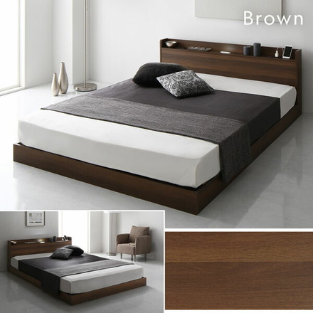 ベッド 低床 ロータイプ すのこ 木製 LED照明付き 宮付き 棚付き コンセント付き シンプル