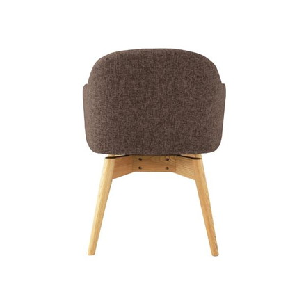 ダイニングチェア パーソナルチェア 幅50cm ブラウン 回転式 木製 肘付き 組立品 リビング 在宅ワーク 店舗