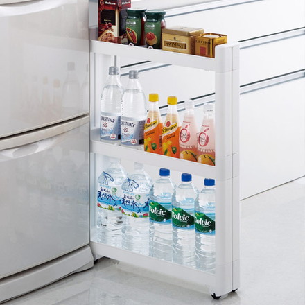 不動技研 キッチン収納 スマートワゴン Fit 幅10.5cm 奥行キ55cm 3段 ホワイト F2572