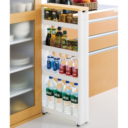 不動技研 キッチン収納 スマートワゴン Fit 幅12.5cm 奥行キ45cm 5段 ホワイト F2541