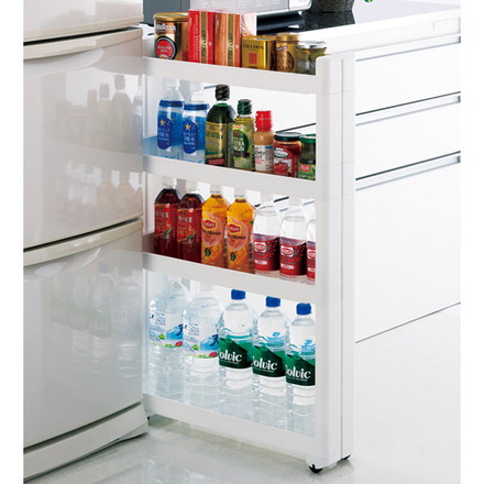 不動技研 キッチン収納 スマートワゴン Fit 幅12.5cm 奥行キ55cm 4段 ホワイト F2547