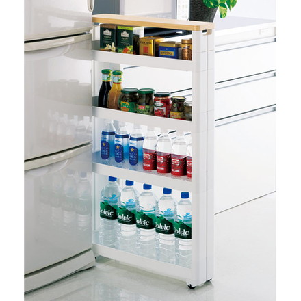 不動技研 キッチン収納 スマートワゴン Fit 幅12.5cm 奥行キ55 5段 ホワイト F2543