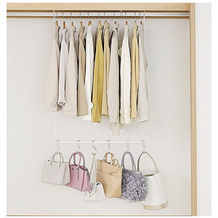 ハンガー 収納アップブランコハンガー 伸縮式 幅41~70×奥行9.3×高さ72.5~101.7cm 2段