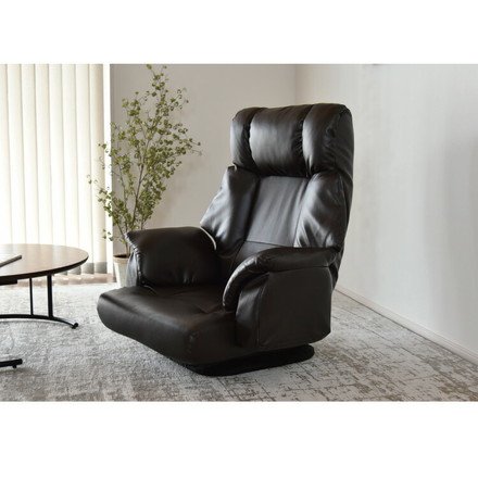 フロアチェア ベローナ 360度回転 ローチェア 肘掛け付き 角度無段階調整 リクライニングチェア リラックスチェア