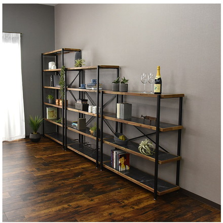 オープンラック 幅78cm 3段 シェルフ FJ-W78-3段 木目調 ヴィンテージ調 収納 収納家具