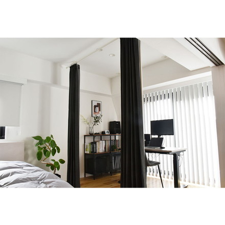 つっぱりカーテンレール リングランナー30個付き 幅200~270cm カーテンポール TOSO トーソー Naivis ナイビス ブラック