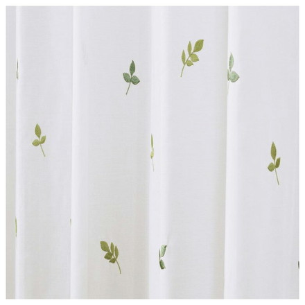 刺繍レースカーテン リーフ柄 UVカット 紫外線 葉っぱ 刺繍 遮熱 保温 省エネ 節電 かわいい 紫外線対策 幅100cm×丈103cm2枚組