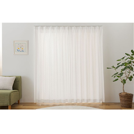 レースカーテン UVカット 紫外線 昼見えにくい 2枚組 幅100 丈133 176 198 ラメ糸 遮熱 保温 幅100×長さ133cm2枚組