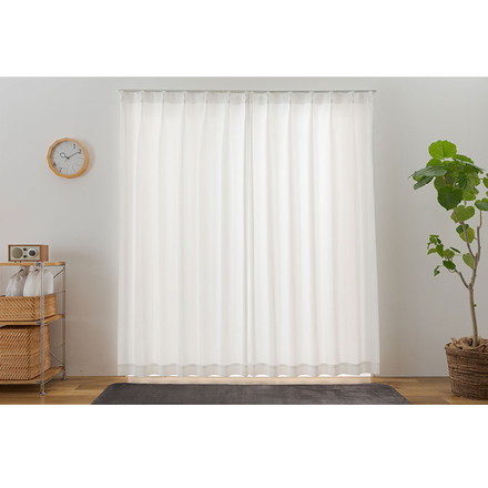 レースカーテン 2枚組 ネコ専用消臭 日本製 幅100 丈133 176 198 UVカット 紫外線 遮熱 保温 幅100×長さ133cm2枚組