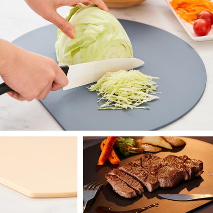 D型抗菌まな板 食洗機対応 丸いまな板 抗菌 耐熱 エラストマー 滑らない カッティングボード まな板 ライトグレー