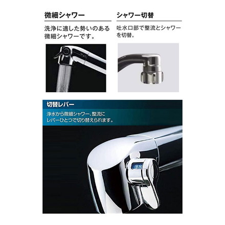 リクシル 浄水器内蔵シングルレバー混合水栓 カートリッジ 凍結防止 水抜き 微細 水はね防止 LIXIL RJF-872YN