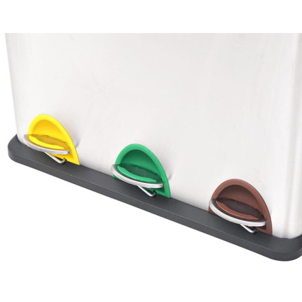 vidaXL ペダル式分別ごみ箱 ステンレススチール製 24L 家事用品 ごみ入れ ごみ箱