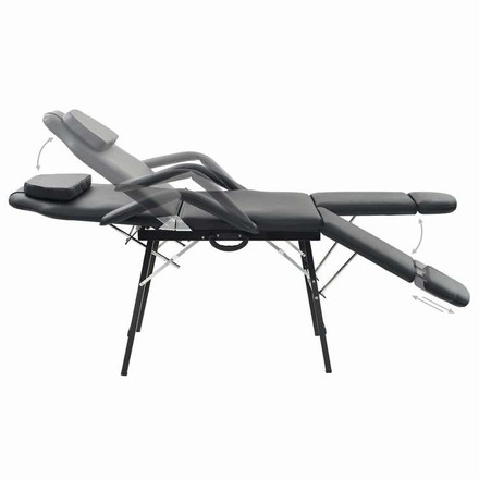 vidaXL 携帯用 フェイシャルエステチェア 合成皮革 185x78x76cm ブラック ヘルス&ビューティー