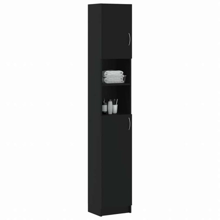 vidaXL バスルームキャビネット ブラック 32x25.5x190cm エンジニアリングウッド家具 家具セット