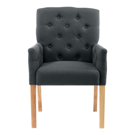 vidaXL ダイニングチェア アームレスト付き グレー ファブリック家具チェアキッチン・ダイニングルームチェア