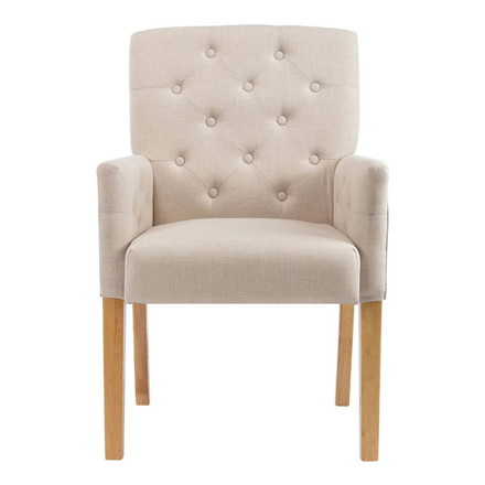 vidaXL ダイニングチェア アームレスト付き ベージュ ファブリック家具チェアキッチン・ダイニングルームチェア