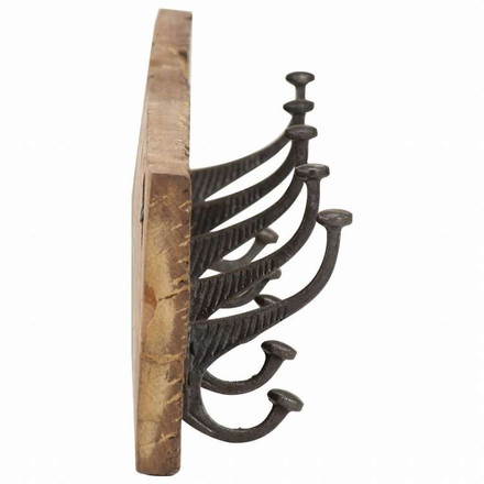 vidaXL 玄関・ウォールハンガー フック5個付 100x2.5x15 cm 再生無垢材ホーム&ガーデン