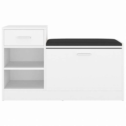vidaXL シューズベンチ ホワイト 94.5x31x57cm エンジニアリングウッドホーム&ガーデン 家事用品