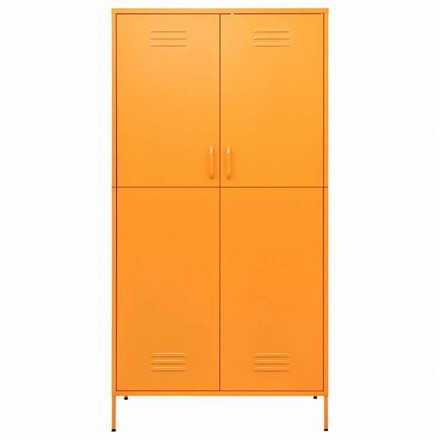 vidaXL 洋服ダンス マスタードイエロー 90x50x180 cm スチール家具 キャビネット&収納