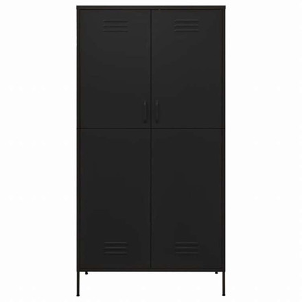 vidaXL 洋服ダンス ブラック 90x50x180 cm スチール家具 キャビネット&収納