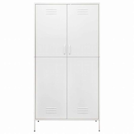 vidaXL 洋服ダンス ホワイト 90x50x180 cm スチール家具 キャビネット&収納