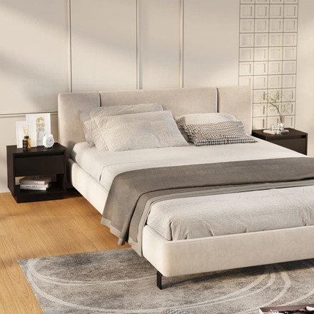 vidaXL ベッドサイドキャビネット 2点 ブラック 45x34x44 cm エンジニアリングウッド家具テーブルベッドサイドテーブル