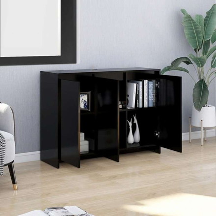 vidaXL サイドボード ブラック 102x33x75cm エンジニアリングウッド家具 キャビネット&収納