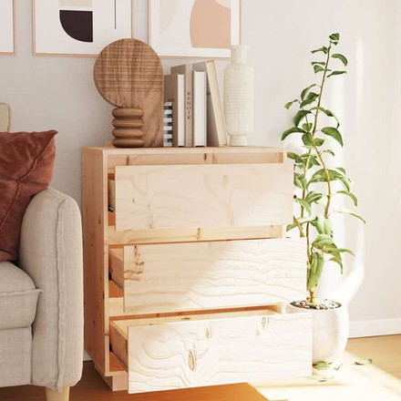 vidaXL サイドボード 60x34x75 cm パイン無垢材家具 キャビネット&収納 サイドボード