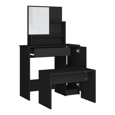 vidaXL ドレッシングテーブルセット ブラック 86.5x35x136